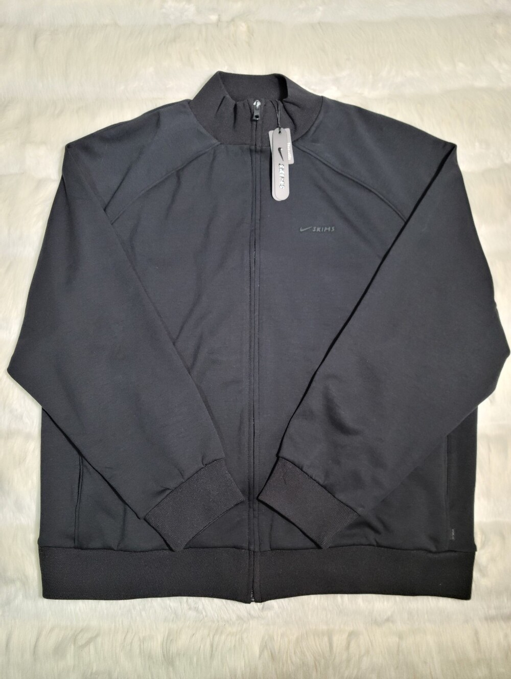 Nike SKIMS Matte Tricot Oversized Track Jacket Black Obsidian Women Small NEW